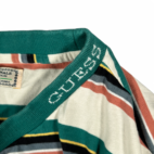 Guess Shirt Adult MEDIUM White Green Stripes Retro Ringer Originals