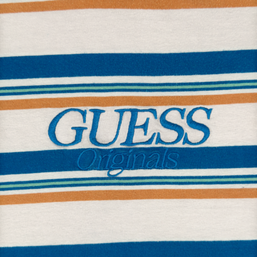 Guess Shirt Adult LARGE White Blue Stripes Original Retro Cotton