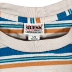 Guess Shirt Adult LARGE White Blue Stripes Original Retro Cotton
