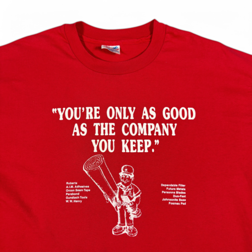 Vintage Company Shirt Adult LARGE Red Installer’s Edge Small Business Work 90s