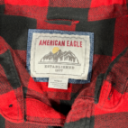 American Eagle Shirt Adult MEDIUM Red Black Buffalo Plaid Flannel Lumberjack