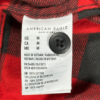 American Eagle Shirt Adult MEDIUM Red Black Buffalo Plaid Flannel Lumberjack