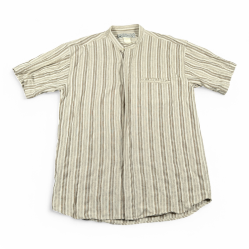 Vintage Studio X Shirt Adult MEDIUM Brown Beige Textured Stripe 90s