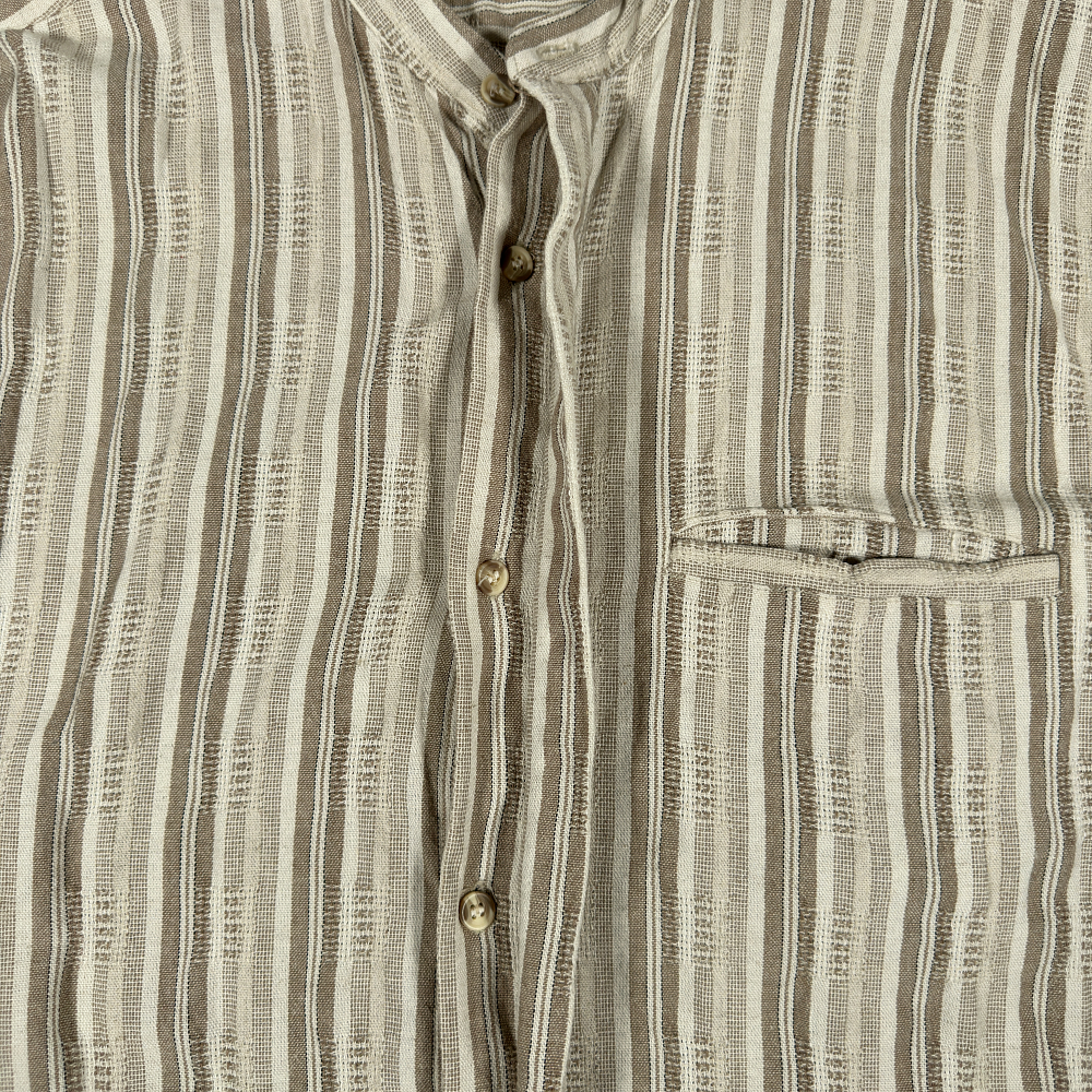 Vintage Studio X Shirt Adult MEDIUM Brown Beige Textured Stripe 90s-4 Vintage Studio X Shirt Adult MEDIUM Brown Beige Textured Stripe 90s