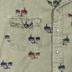 Vintage Western Shirt Adult EXTRA LARGE Green Cowboy Rodeo Weather Vane Cattle 90s