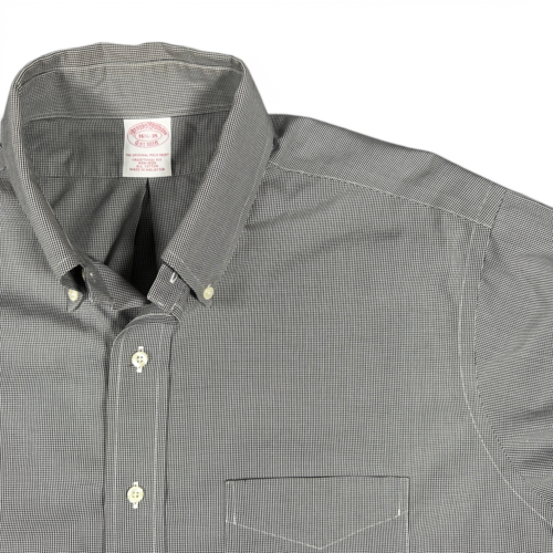 Brooks Brothers Shirt Adult EXTRA LARGE Black White Houndstooth Micro Check