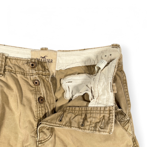 Hollister Cargo Shorts Mens 35 Brown Button Fly Utility Pockets Outdoors Y2K