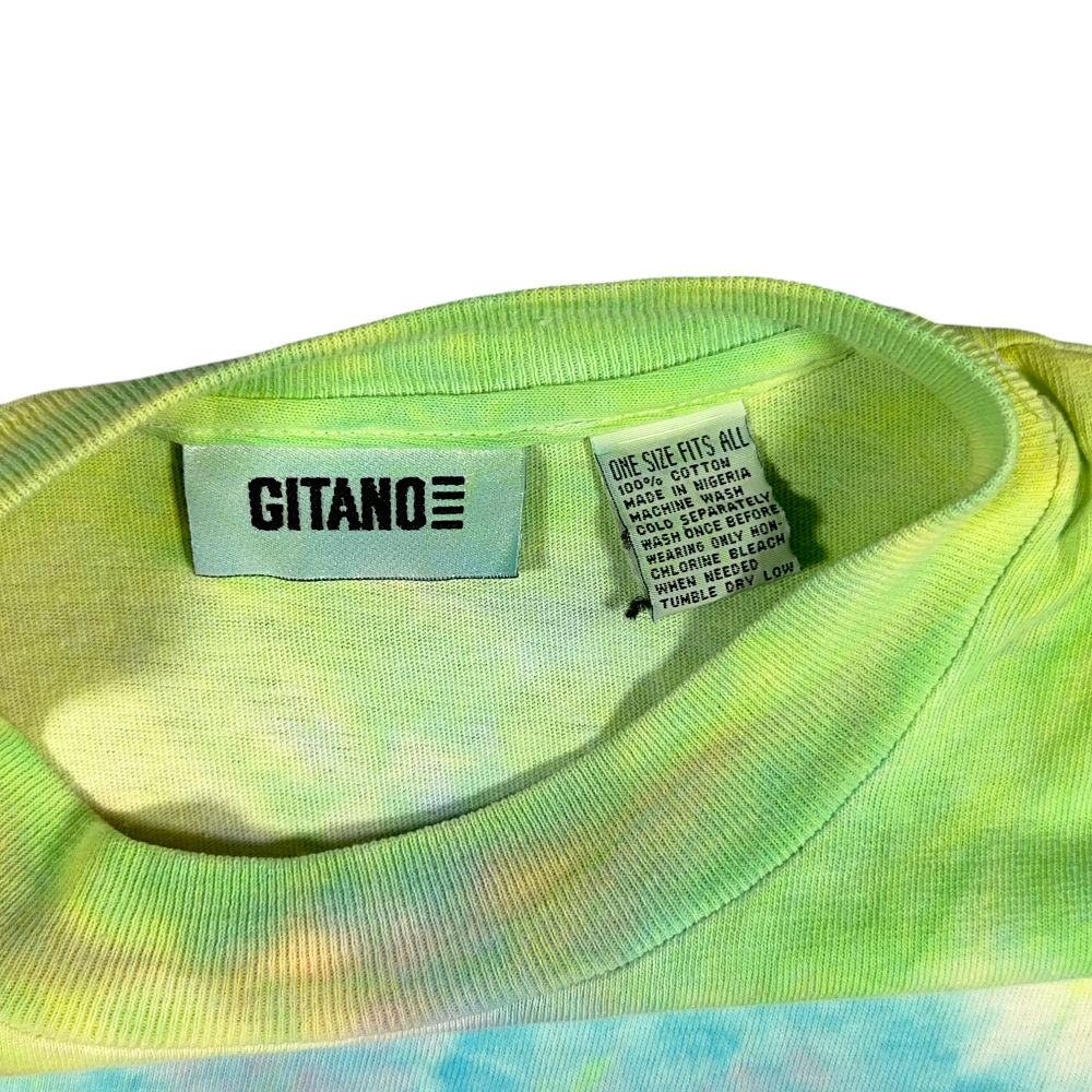 Vintage Gitano Shirt Adult MEDIUM Tie Dye Yellow Pink Rainbow Spiral 90s-3 Vintage Gitano Shirt Adult MEDIUM Tie Dye Yellow Pink Rainbow Spiral 90s