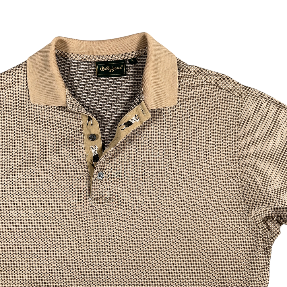 Vintage Bobby Jones Polo Shirt Adult MEDIUM Brown Diamond Golf 90s-2 Vintage Bobby Jones Polo Shirt Adult MEDIUM Brown Diamond Golf 90s