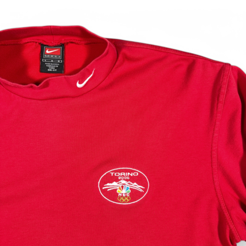 Vintage Nike Shirt Adult LARGE Red Torino Olympics Dri Fit Thermal Lined Y2K