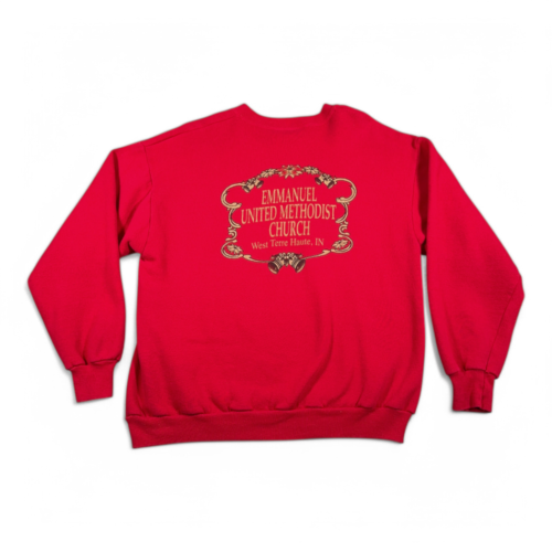 Vintage Christmas Sweater Adult LARGE Red Sweatshirt Religious Celebrate Jesus
