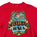 Vintage Christmas Sweater Adult LARGE Red Sweatshirt Religious Celebrate Jesus