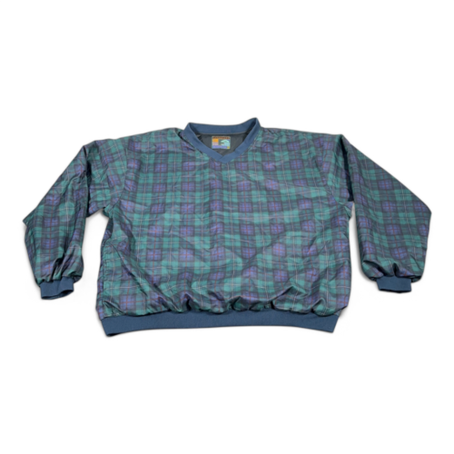 Vintage Forresters Sweater Adult XXL Blue Green Blackwatch Plaid Pullover 90s