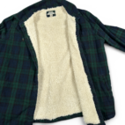 LL Bean Shirt Women EXTRA LARGE Blue Green Plaid Sherpa Lined Flannel Blackwatch