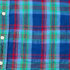 Vintage Van Heusen Shirt Adult MEDIUM Blue Green Plaid Madras Preppy Casual 90s