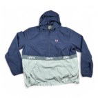 Levis Jacket Adult 2XL Blue Gray Taslan Anorak Nylon Colorblock Windbreaker Y2K