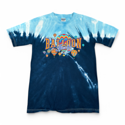 Vintage Balloon Fiesta Shirt Adult SMALL Blue Tie Dye Albuquerque New Mexico Y2K