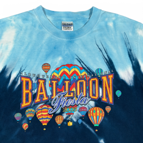 Vintage Balloon Fiesta Shirt Adult SMALL Blue Tie Dye Albuquerque New Mexico Y2K
