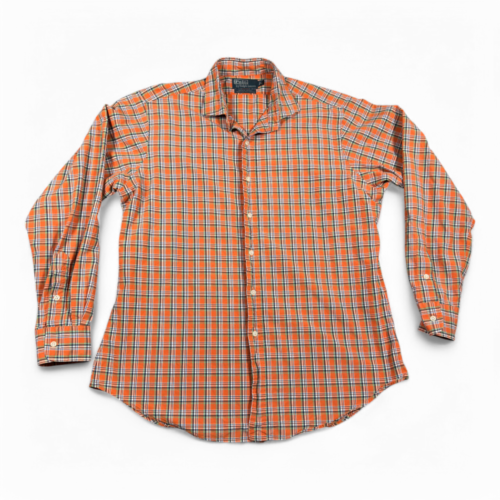 Vintage Polo Ralph Lauren Shirt Adult LARGE Orange Plaid Estate Sport 90s
