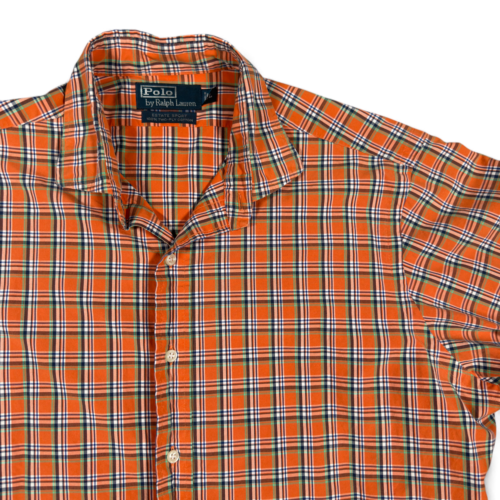 Vintage Polo Ralph Lauren Shirt Adult LARGE Orange Plaid Estate Sport 90s