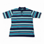 Vintage Knightsbridge Polo Shirt Adult MEDIUM Blue Red Green Striped Retro 90s