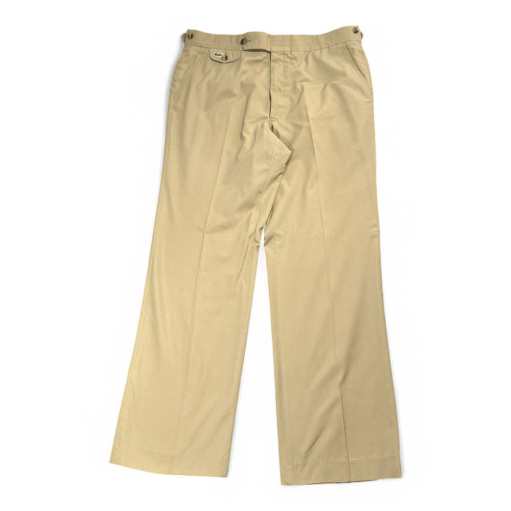 Vintage Izod Lacoste Pants Mens 35x31 Brown Khaki Flat Front Alligator Logo 70s
