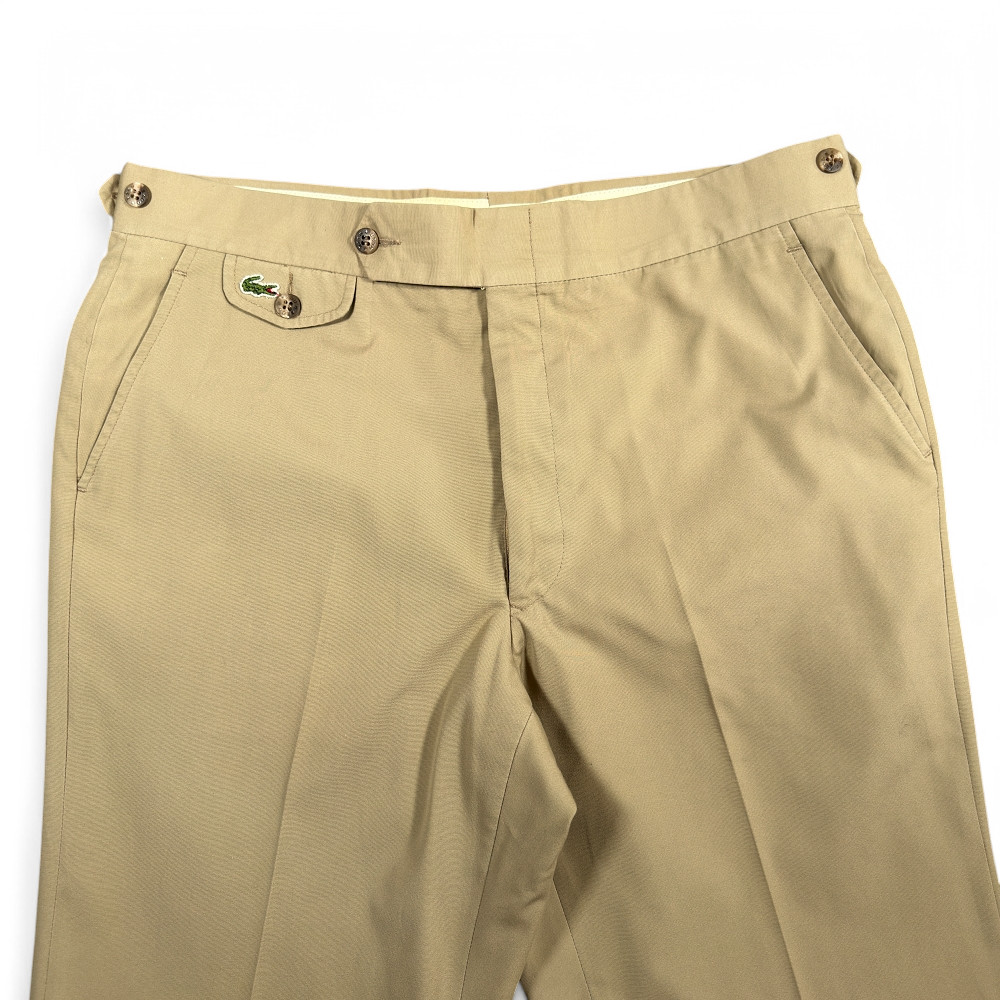 Vintage Izod Lacoste Pants Mens 35x31 Brown Khaki Flat Front Alligator Logo 70s