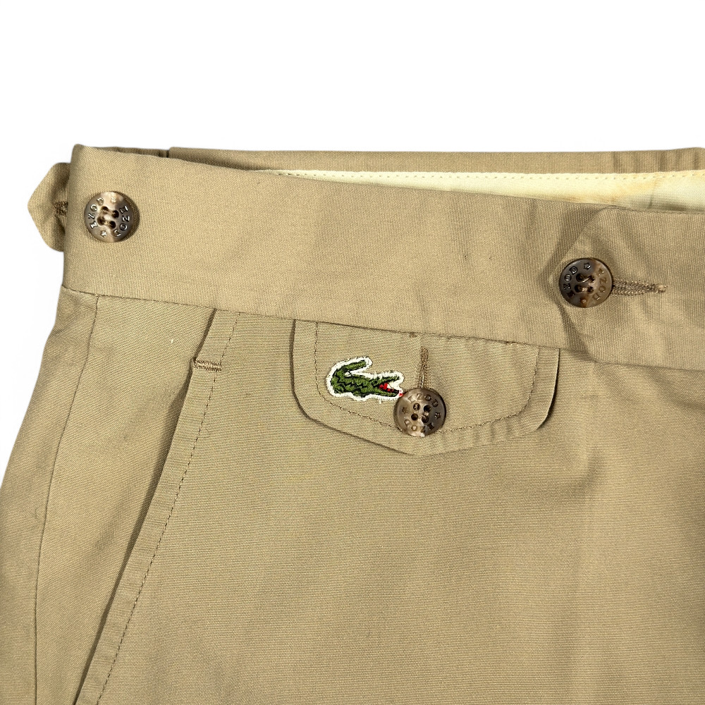 Vintage Izod Lacoste Pants Mens 35x31 Brown Khaki Flat Front Alligator Logo 70s