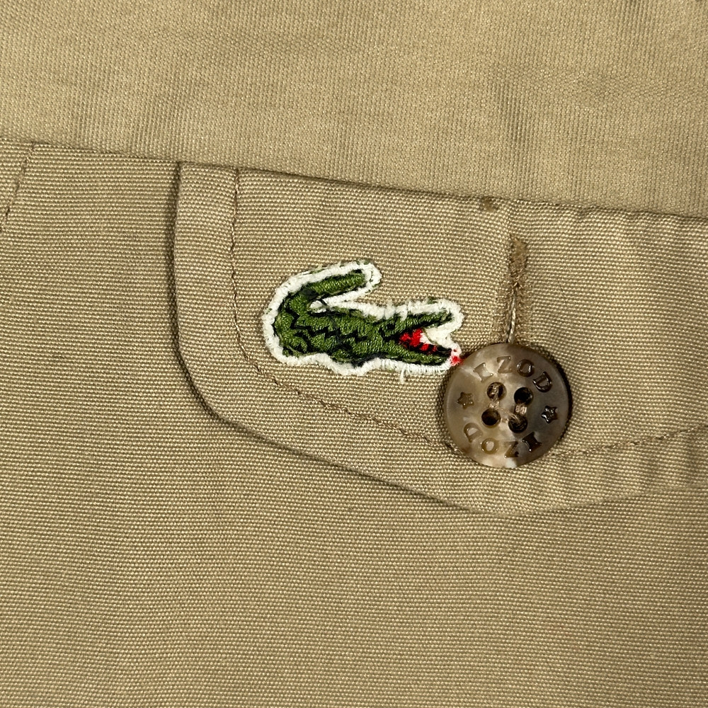 Vintage Izod Lacoste Pants Mens 35x31 Brown Khaki Flat Front Alligator Logo 70s