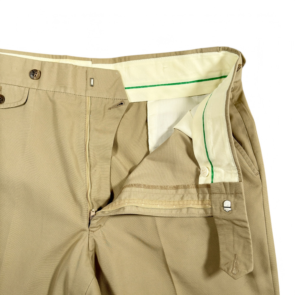 Vintage Izod Lacoste Pants Mens 35x31 Brown Khaki Flat Front Alligator Logo 70s