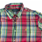 Vintage Ralph Lauren Shirt Adult 2XL XXL Pink Green Blue Madras Plaid Preppy 90s