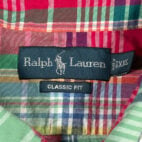 Vintage Ralph Lauren Shirt Adult 2XL XXL Pink Green Blue Madras Plaid Preppy 90s