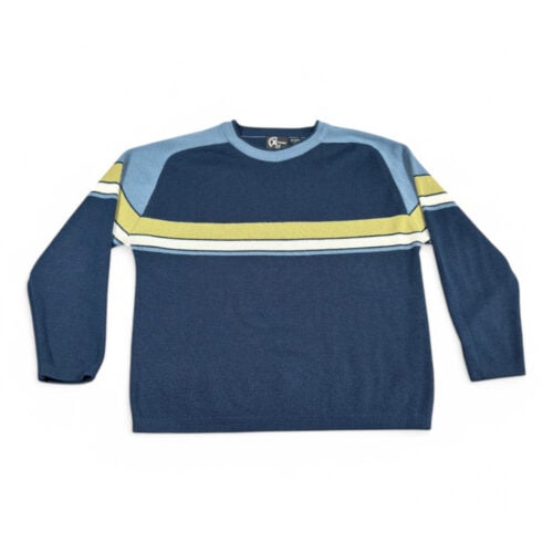 Vintage Xtreme Gear Sweater Adult LARGE Navy Blue Colorblock Striped Skater 90s