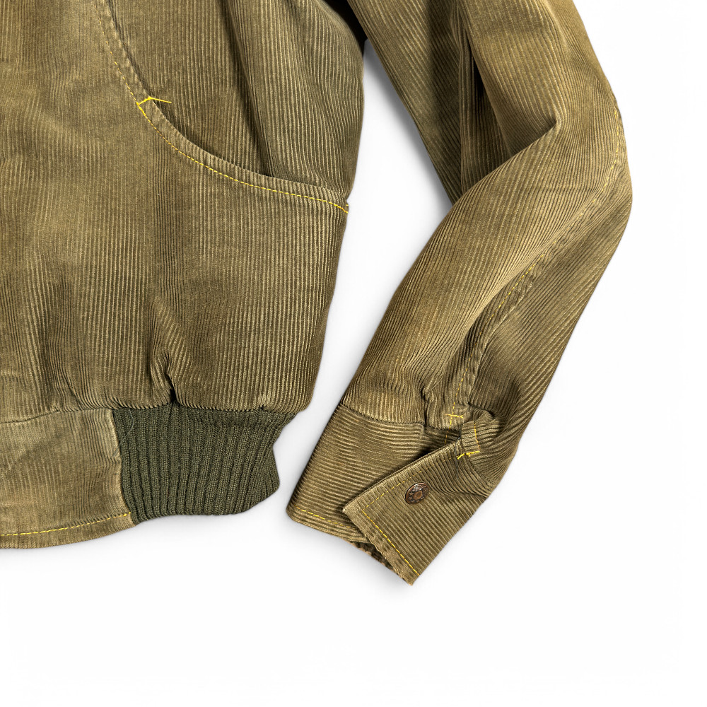 Vintage Sears Jacket Adult Small Green Corduroy Bomber Western Burnt Orange 70s