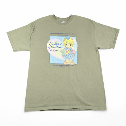 Vintage Precious Moments Shirt Adult LARGE Green Collector Event Collectible Y2K