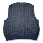 Vintage Murano Sweater Vest Adult LARGE Blue Green Blackwatch Plaid Cardigan 90s