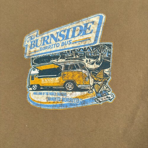 Vintage Food Truck Shirt Adult MEDIUM Brown Burnside Burrito Bus Skate Y2K