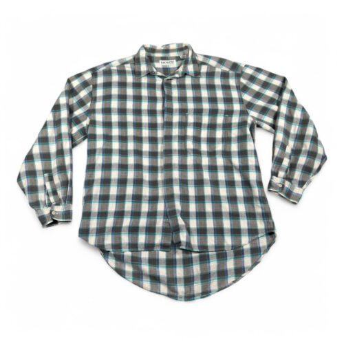 Vintage Levis Shirt Adult LARGE Gray Green Blue Plaid Grunge Button Down 90s