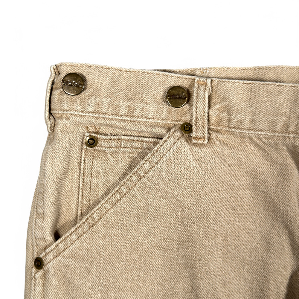 Vintage LL Bean Jeans Mens 42x28 Brown Button Fly Workwear Union USA Made 70s