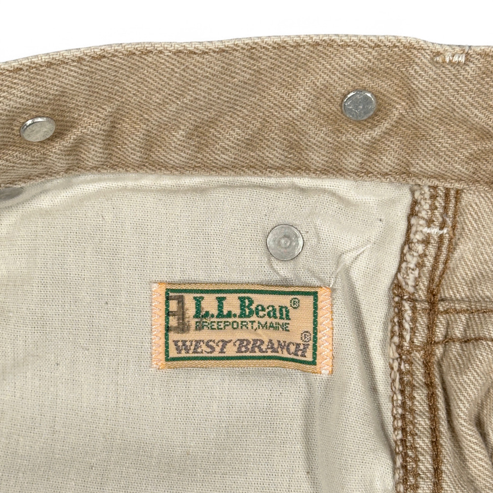 Vintage LL Bean Jeans Mens 42x28 Brown Button Fly Workwear Union USA Made 70s