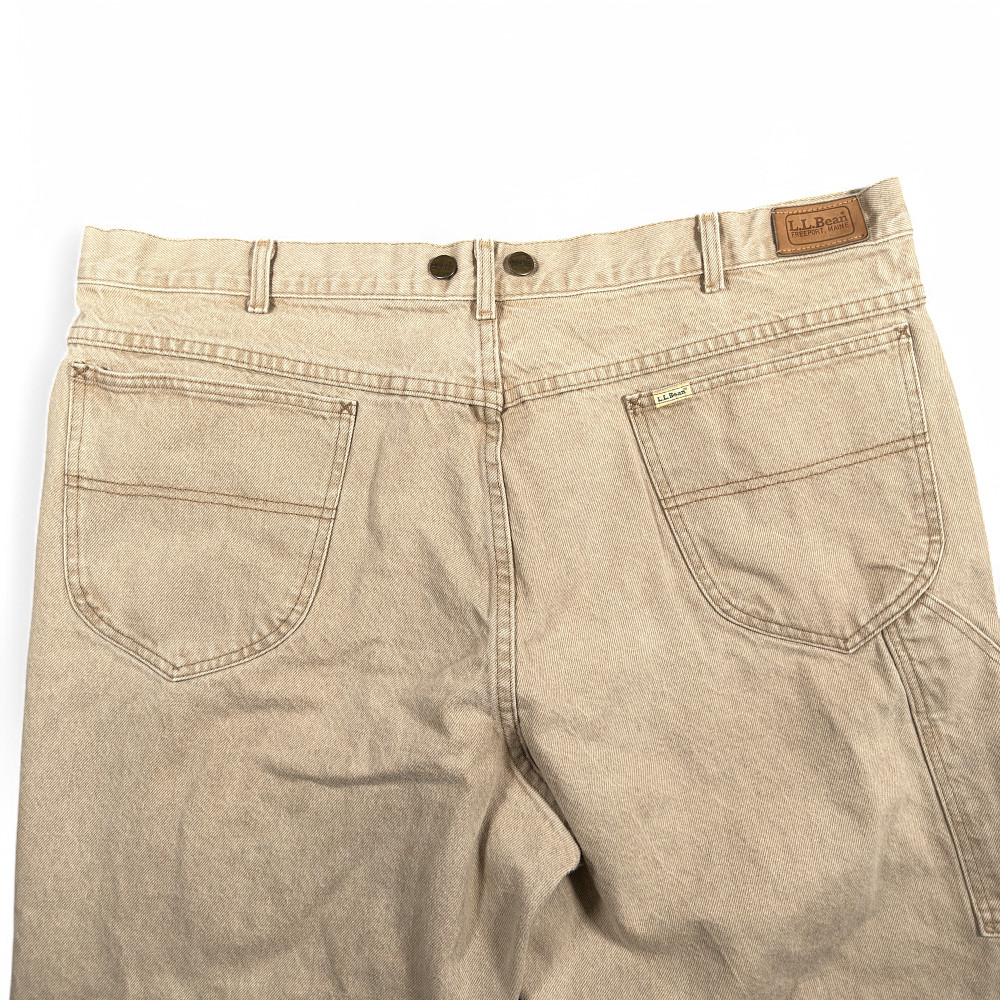 Vintage LL Bean Jeans Mens 42x28 Brown Button Fly Workwear Union USA Made 70s