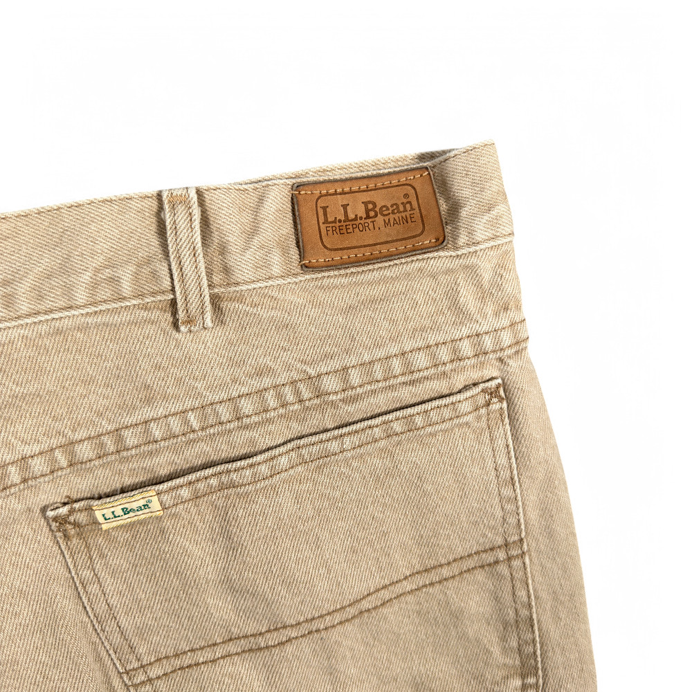 Vintage LL Bean Jeans Mens 42x28 Brown Button Fly Workwear Union USA Made 70s