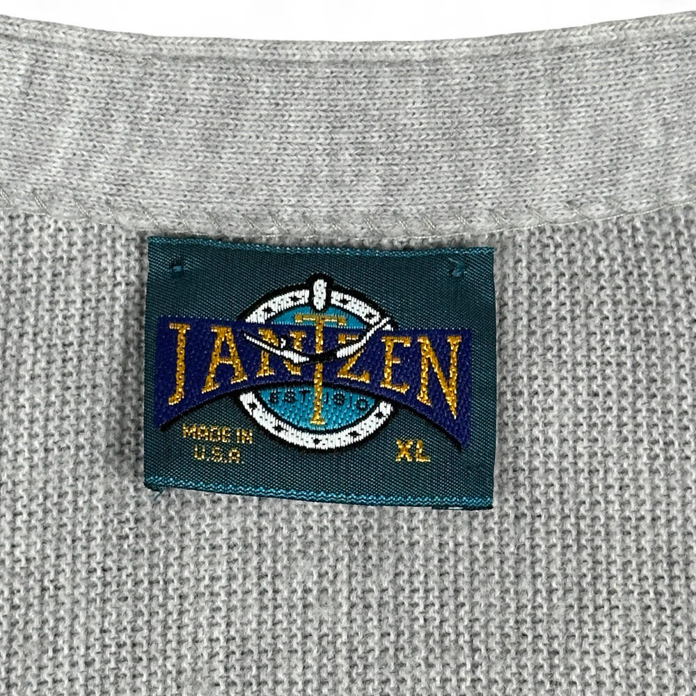 Vintage Jantzen Sweater Adult LARGE Gray Button Up Knit Cardigan USA Made 80s-4 Vintage Jantzen Sweater Adult LARGE Gray Button Up Knit Cardigan USA Made 80s