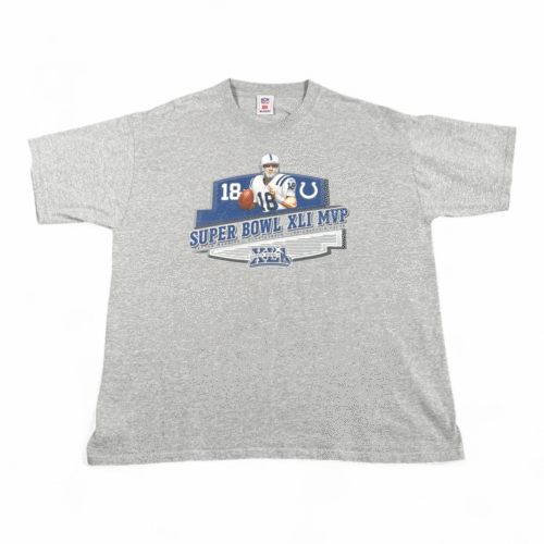 Vintage Peyton Manning Shirt Adult LARGE Gray Indianapolis Colts Super Bowl XLI MVP Y2K