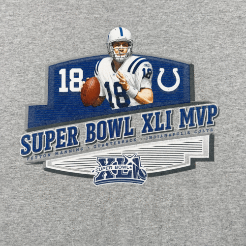 Vintage Peyton Manning Shirt Adult LARGE Gray Indianapolis Colts Super Bowl XLI MVP Y2K