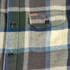Orvis Jacket Shirt Adult MEDIUM White Blue Grey Plaid Flannel Cotton Heavyweight