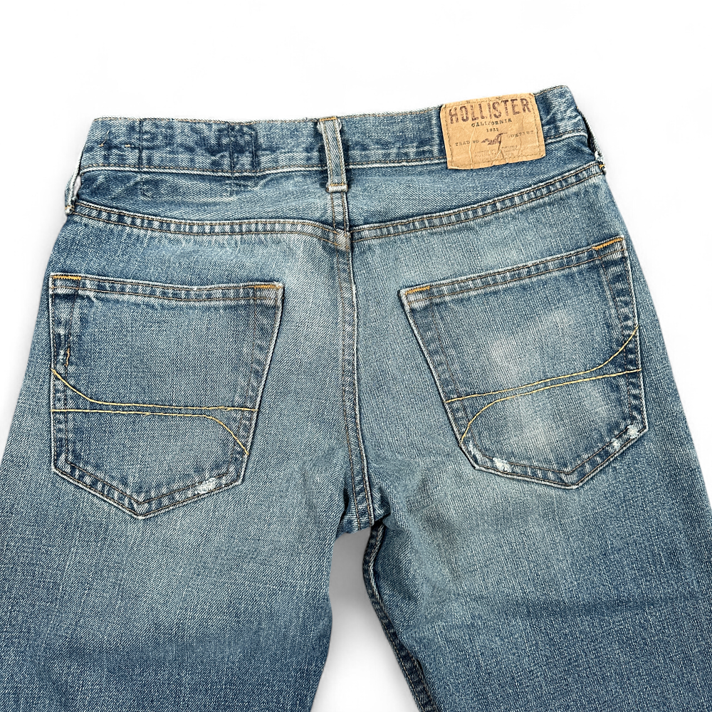 Hollister Jeans Mens 28x30 Blue Hermosa Low Rise Bootcut Button Fly Denim Y2K