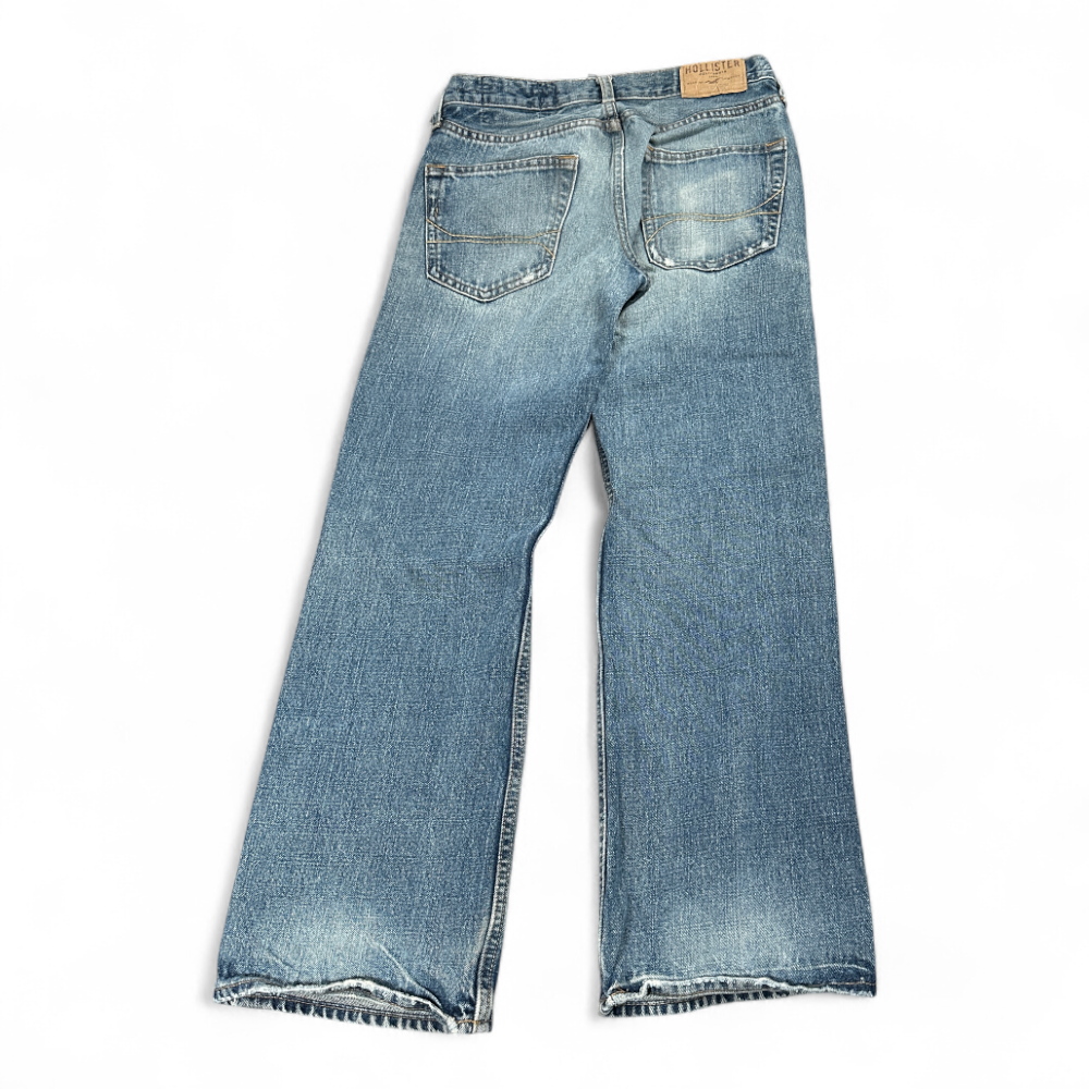 Hollister Jeans Mens 28x30 Blue Hermosa Low Rise Bootcut Button Fly Denim Y2K