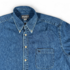 Vintage Eddie Bauer Shirt Adult EXTRA LARGE Blue Denim Jean Dark Wash 90s