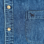 Vintage Eddie Bauer Shirt Adult EXTRA LARGE Blue Denim Jean Dark Wash 90s